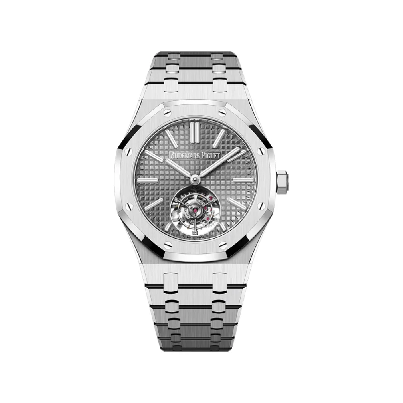 Men's Audemars Piguet Solar Powered Style Watches-Audemars Piguet Royal Oak Flying Tourbillon 26730ST.OO.1320ST.06 Selfwinding Steel Grey Dial