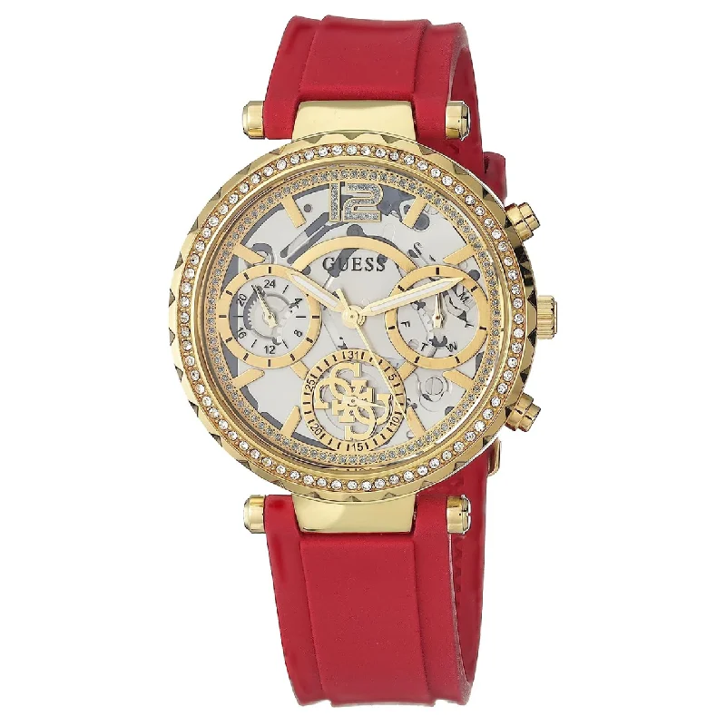 Women's Pilot Watches with Pilot's Watch Design-Guess Solstice White Dial Women 25mm