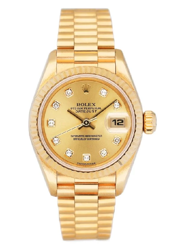 men's Rolex watches with jumping hour display -​Rolex Datejust 79178 Diamond Yellow Gold Ladies Watch Box Papers