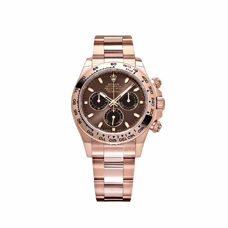 men's Rolex watches with bidirectional bezel -​Rolex Daytona 116505 Rose Gold Chocolate Brown Dial (2023)