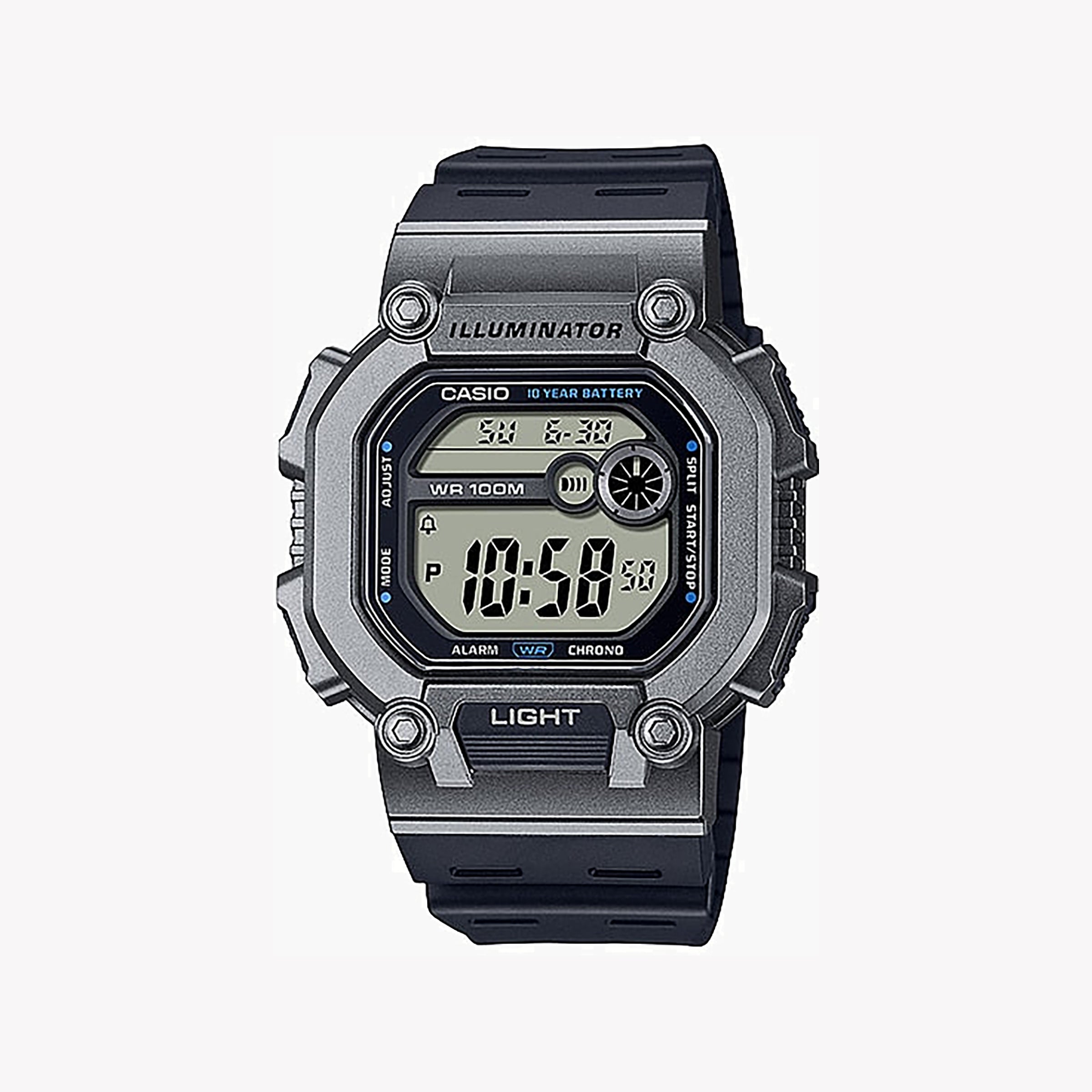 Men's Digital Watches for Workouts-Casio Men's Gray Resin Watch, Black Band | W-737H-1A2VDF