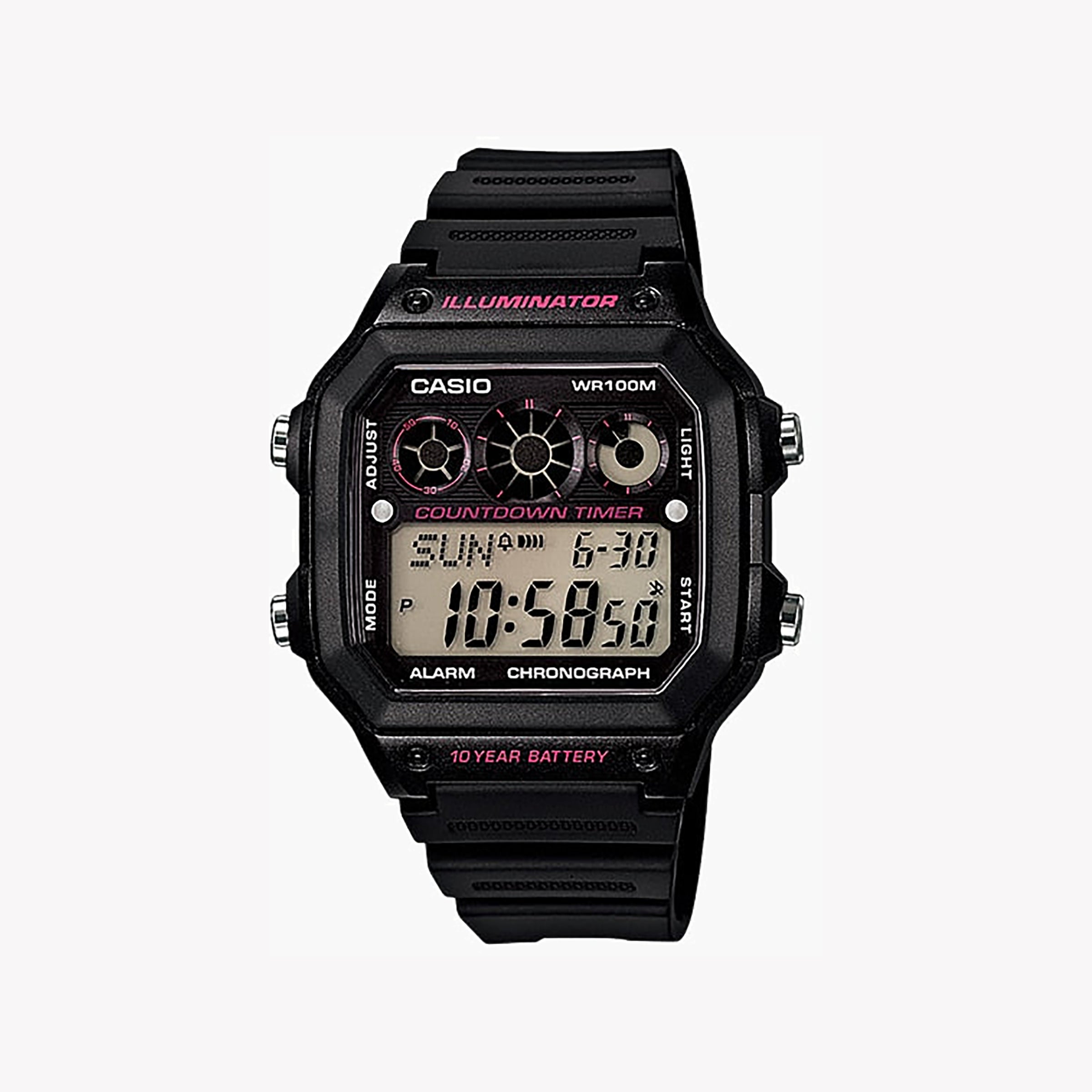 Men's Digital Watches for Temperature Monitoring-Casio Men's Black Resin Watch, Digital Display | AE-1300WH-1A2VD