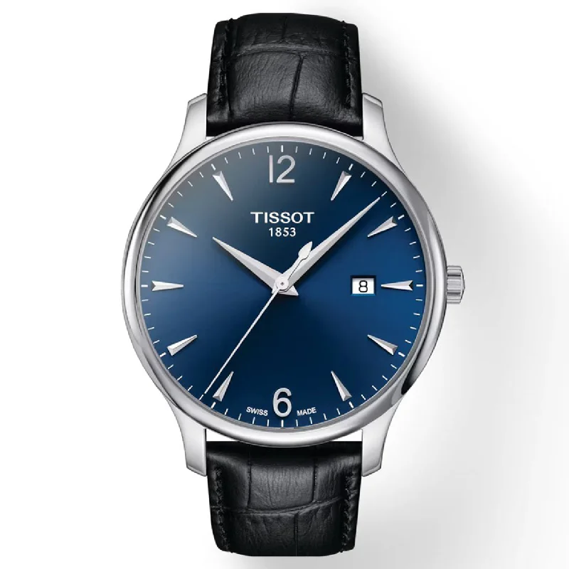 Women's Heritage Watches with Barometer Calibration-Tissot T-Classic Blue Dial Men 42mm