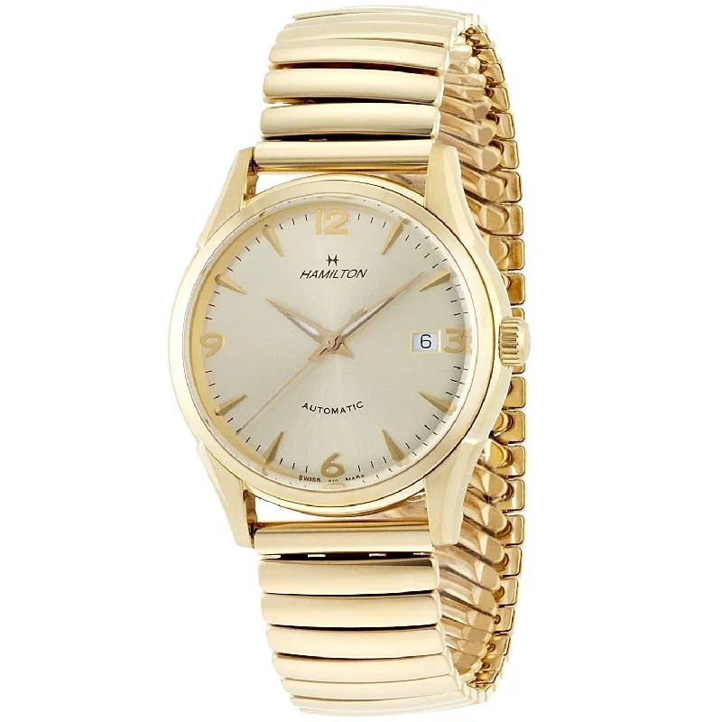 Men's Chronograph Watches with Personalized Engraving-Hamilton Men's H38435221 Thin-O-Matic Automatic Gold-Tone Stainless Steel Watch