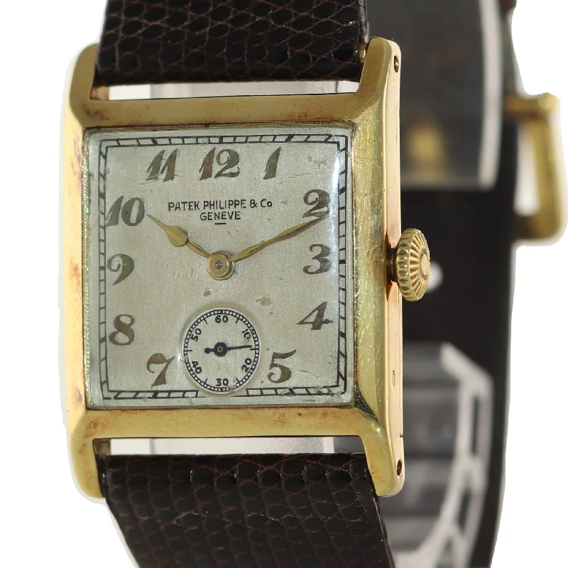 Women's Patek Philippe Summer Style Watches-VTG Patek Philippe Dress 18k Yellow Gold 24mm Silver Arabic Manual Wind Watch