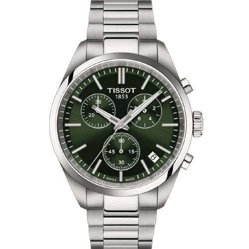 Women's Heritage Watches with Heart Rate Monitoring-Tissot T-Classic Green Dial Men 40mm T1504171109100