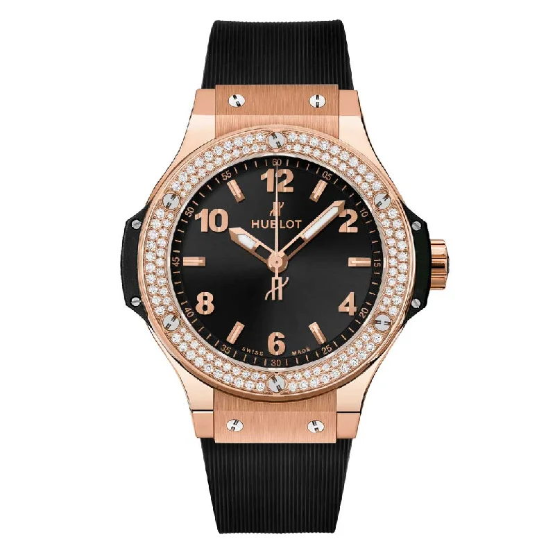 Men's Quartz Watches with Personalized Engraving-HUBLOT, BIG BANG GOLD DIAMONDS