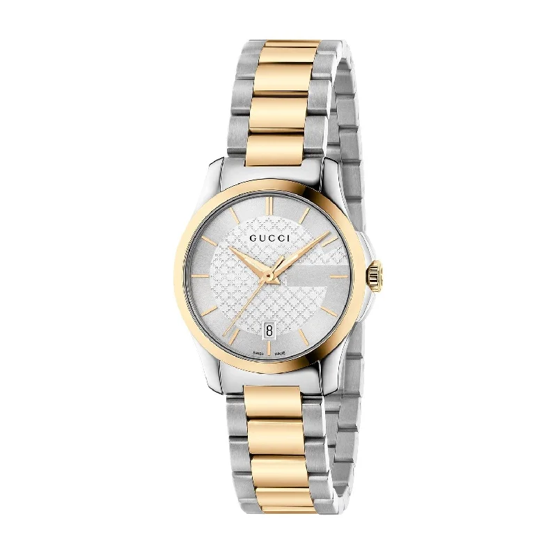 Women's Chronograph Watches for UV Protection-Gucci Women's YA126563 G-Timeless Two-Tone Stainless Steel Watch