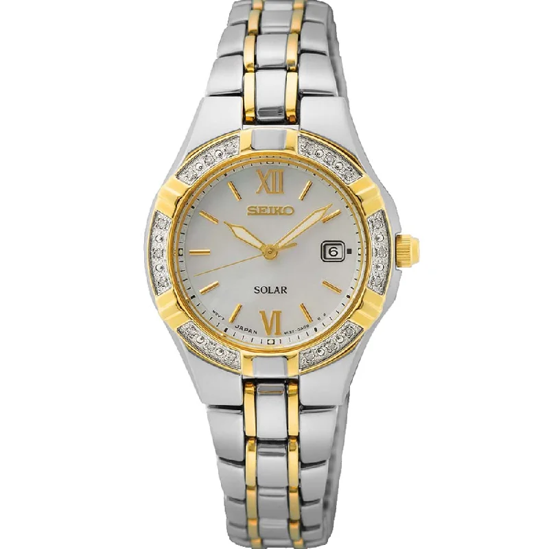Men's Seiko Fashionable Design Watches-Seiko SUT426P Solar Diamond Set Watch