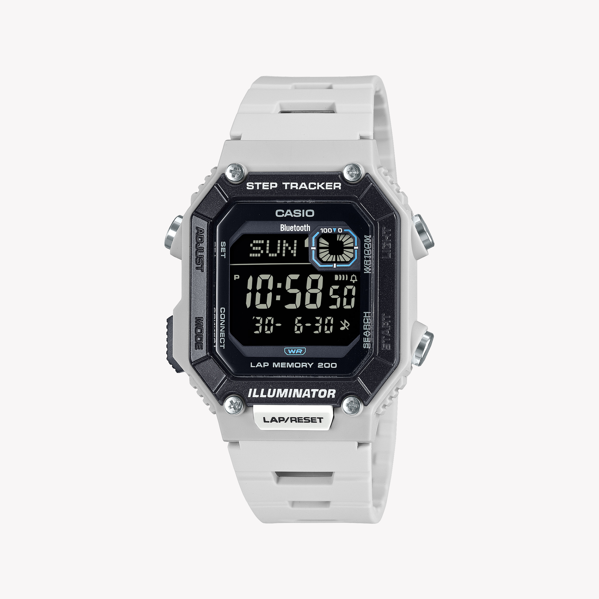 Men's Digital Watches with Dual Time Zones-Casio Unisex White Resin Watch, Digital Display | WS-B1000-8BVDF