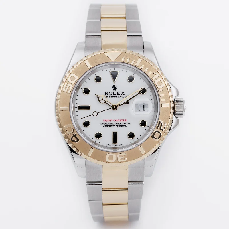 men's Rolex watches with moonphase display -​Rolex Yacht-Master | REF. 16623  | Papers | White Dial | Stainless Steel & 18K Yellow Gold
