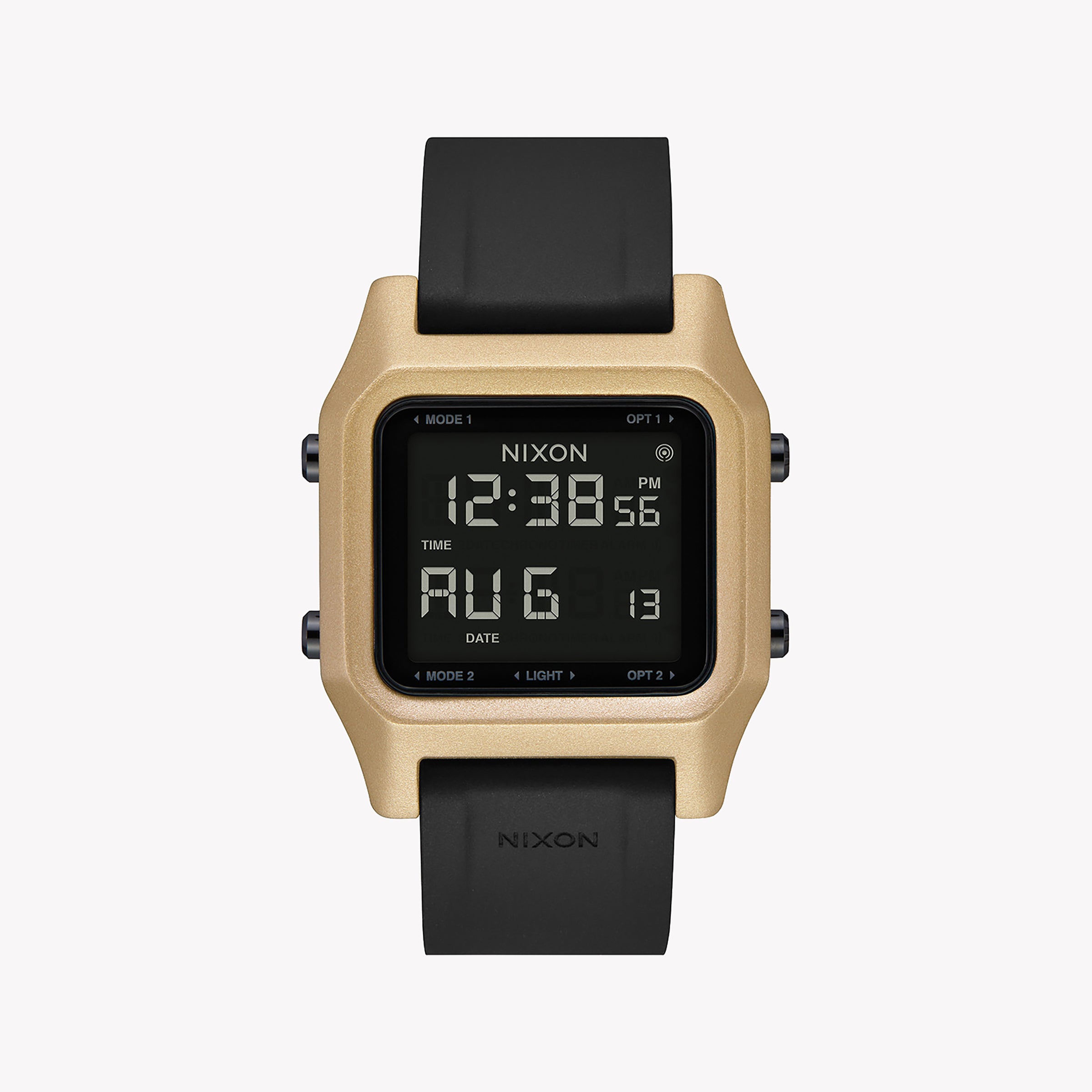 Men's Digital Watches for Adventure Seekers-Nixon Unisex Black Stainless Steel, Gold Silicone | A1282-010
