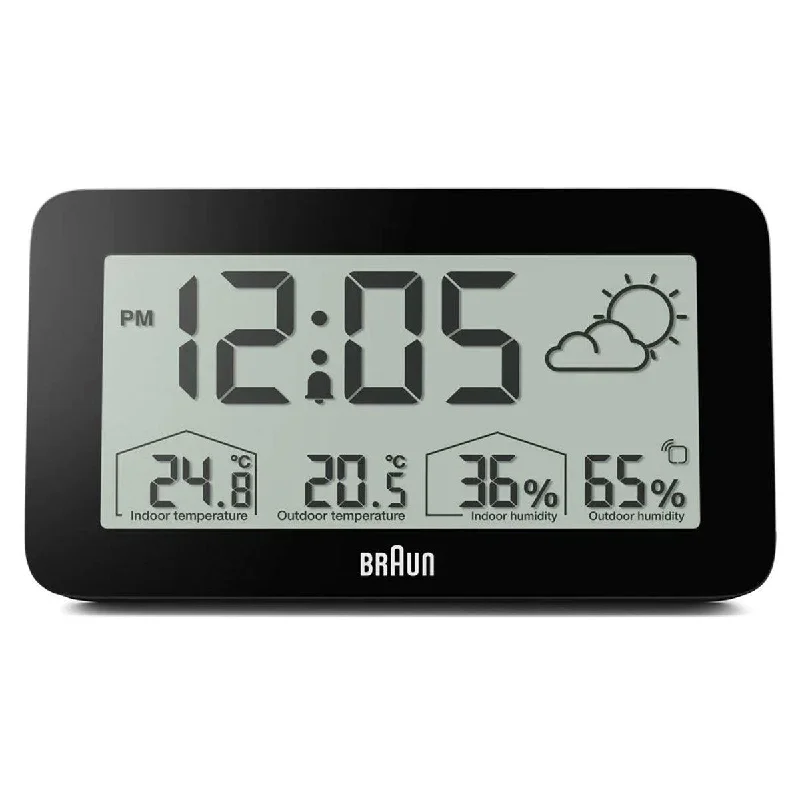 Skeleton Clocks for Mechanical Enthusiasts-Braun Digital Weather Station Clock BC13BP