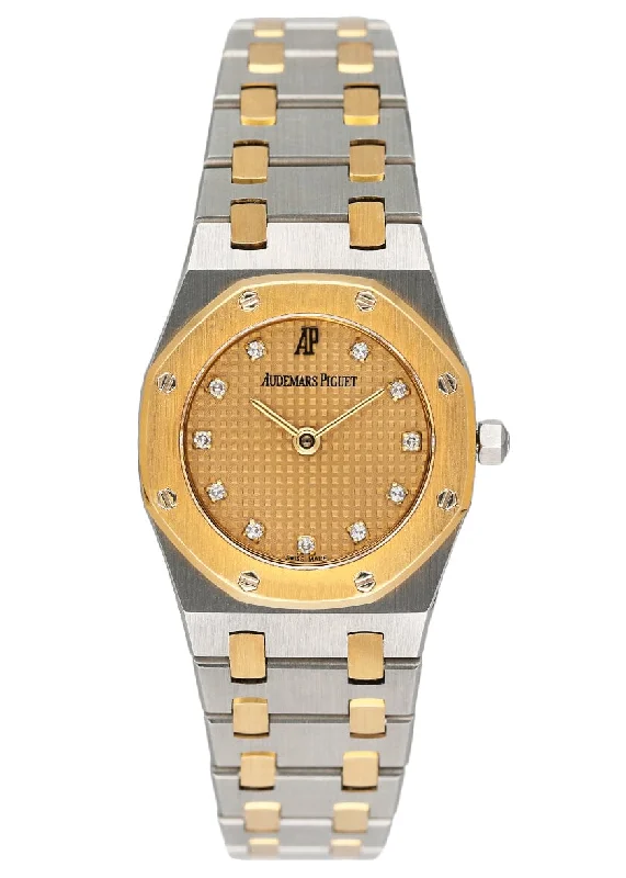 Men's Audemars Piguet Classic Design Watches-Audemars Piguet Royal Diamond Champagne Dial Two-Tone Ladies Watch