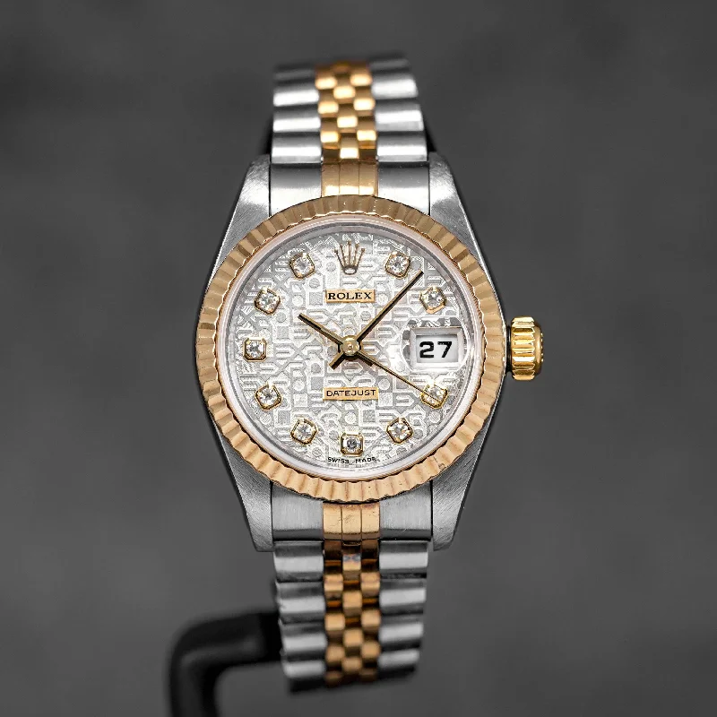 men's Rolex watches with tourbillon -​DATEJUST 26MM TWOTONE YELLOWGOLD SILVER COMPUTERIZED DIAMOND DIAL (WATCH ONLY)