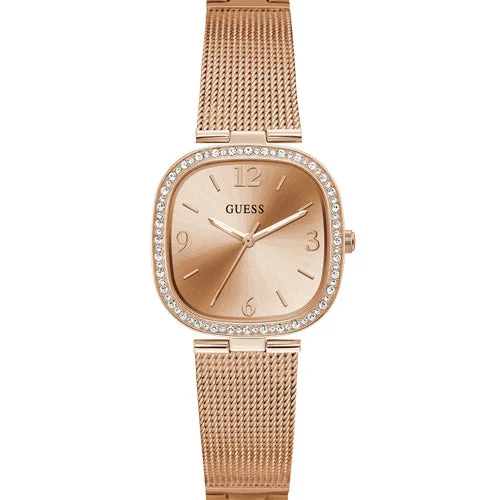 Women's Pilot Watches with Altimeter Calibration-Guess Tapestry Rose Gold Dial Women 32mm GW0354L3