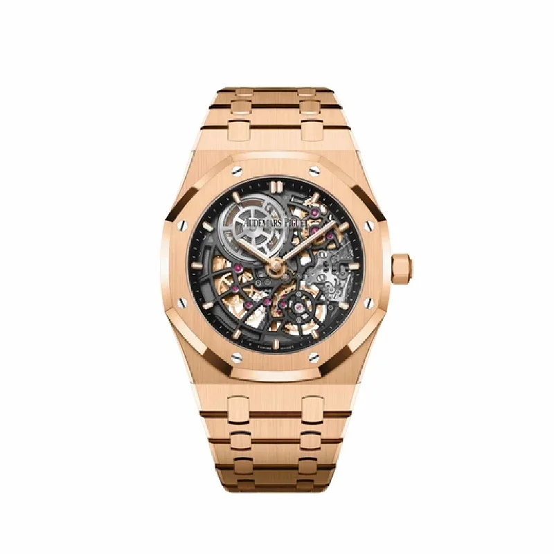 Men's Audemars Piguet Hybrid Watches-Audemars Piguet Royal Oak 16204OR.OO.1240OR.01 'Jumbo' 50th Anniversary Rose Gold Extra-Thin Openworked