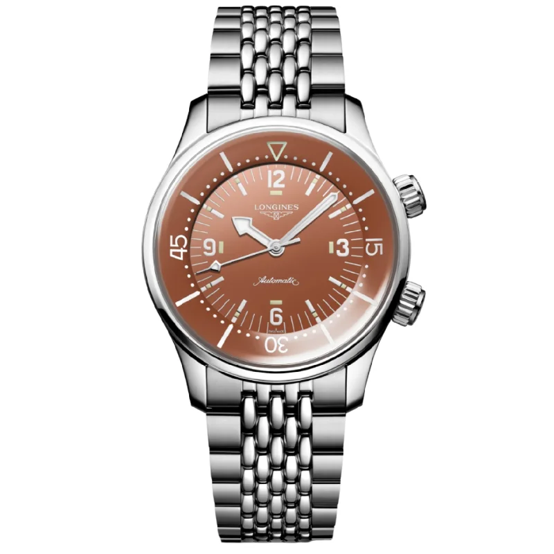 Women's Pilot Watches with Personalized Engraving-Longines Legend Diver Terracotta Dial Men 39mm