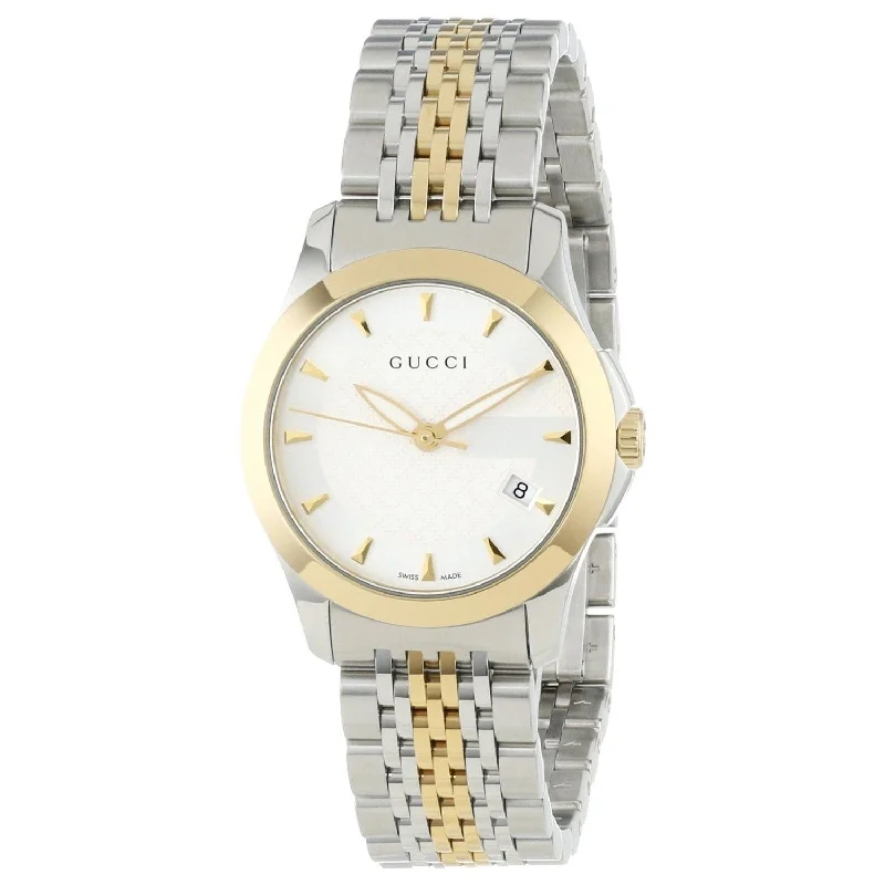 Women's Chronograph Watches with Countdown Timer-Gucci Women's YA126511 G-Timeless Two-Tone Stainless Steel Watch