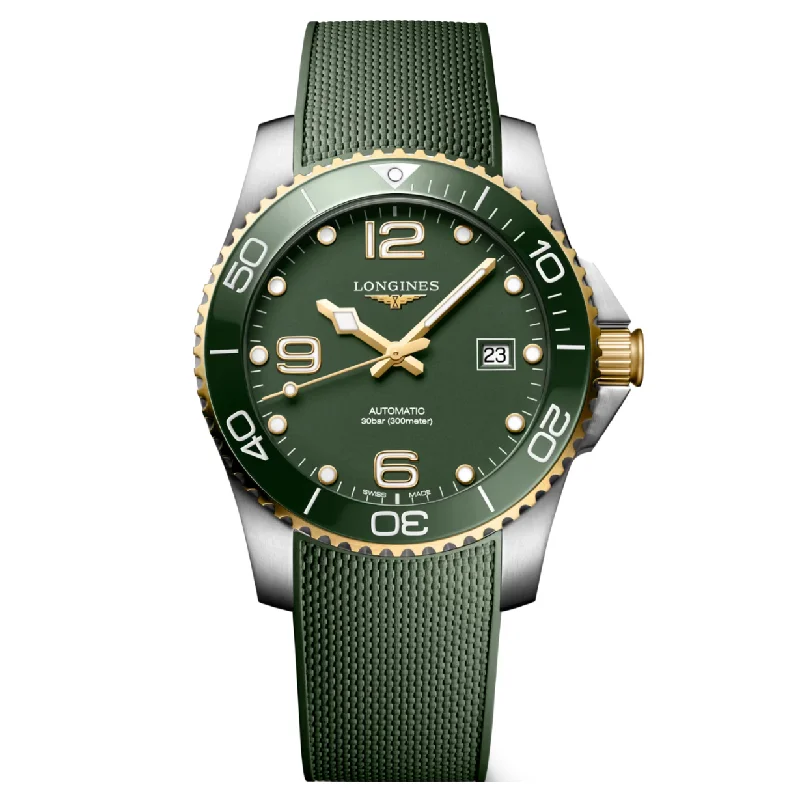 Women's Pilot Watches with Pilot's Watch Design-Longines Hydroconquest Green Matt Dial Men 41mm