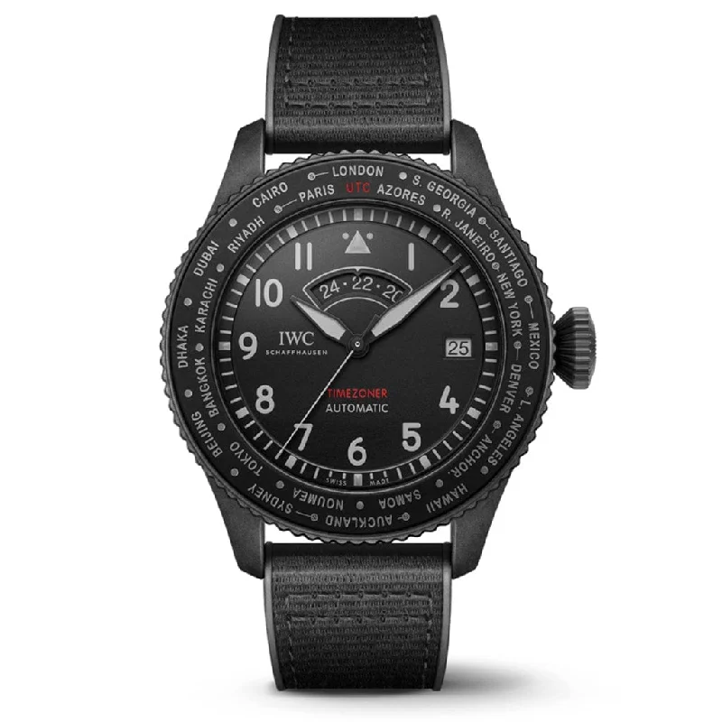 Women's Pilot Watches for Orienteering-Pilot's Watch Timezoner Top Gun Ceratanium IW395505