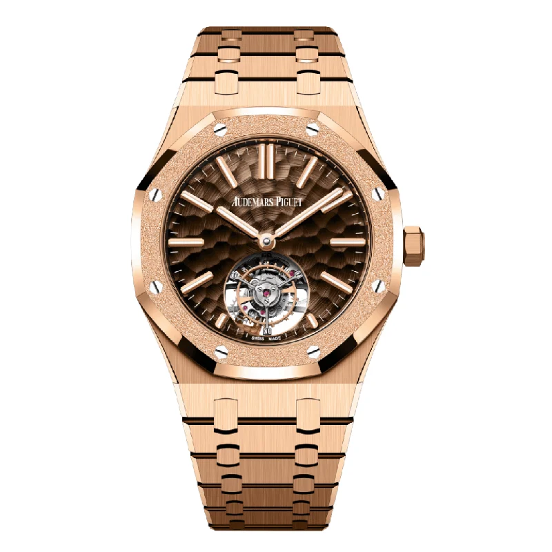 Men's Audemars Piguet Valentine's Day Watches-Audemars Piguet Royal Oak 26730OR.GG.1320OR.01 Selfwinding Tourbillon Rose Gold Brown Dial