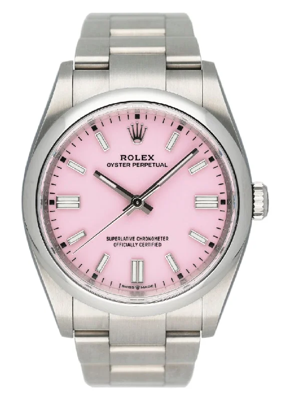 men's Rolex watches with alarm function -​Rolex Oyster Perpetual 126000 Pink Dial Ladies Watch Box Papers