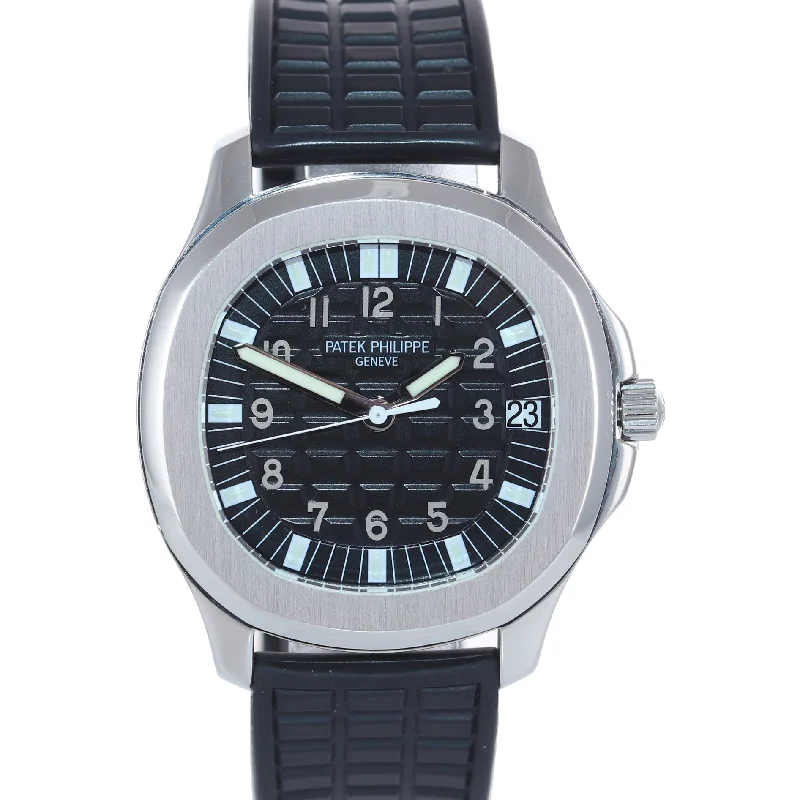Patek Philippe Office Wear Watches for Women-Patek Philippe Steel Aquanaut Black Rubber Tropical JUMBO 5065 38mm Watch