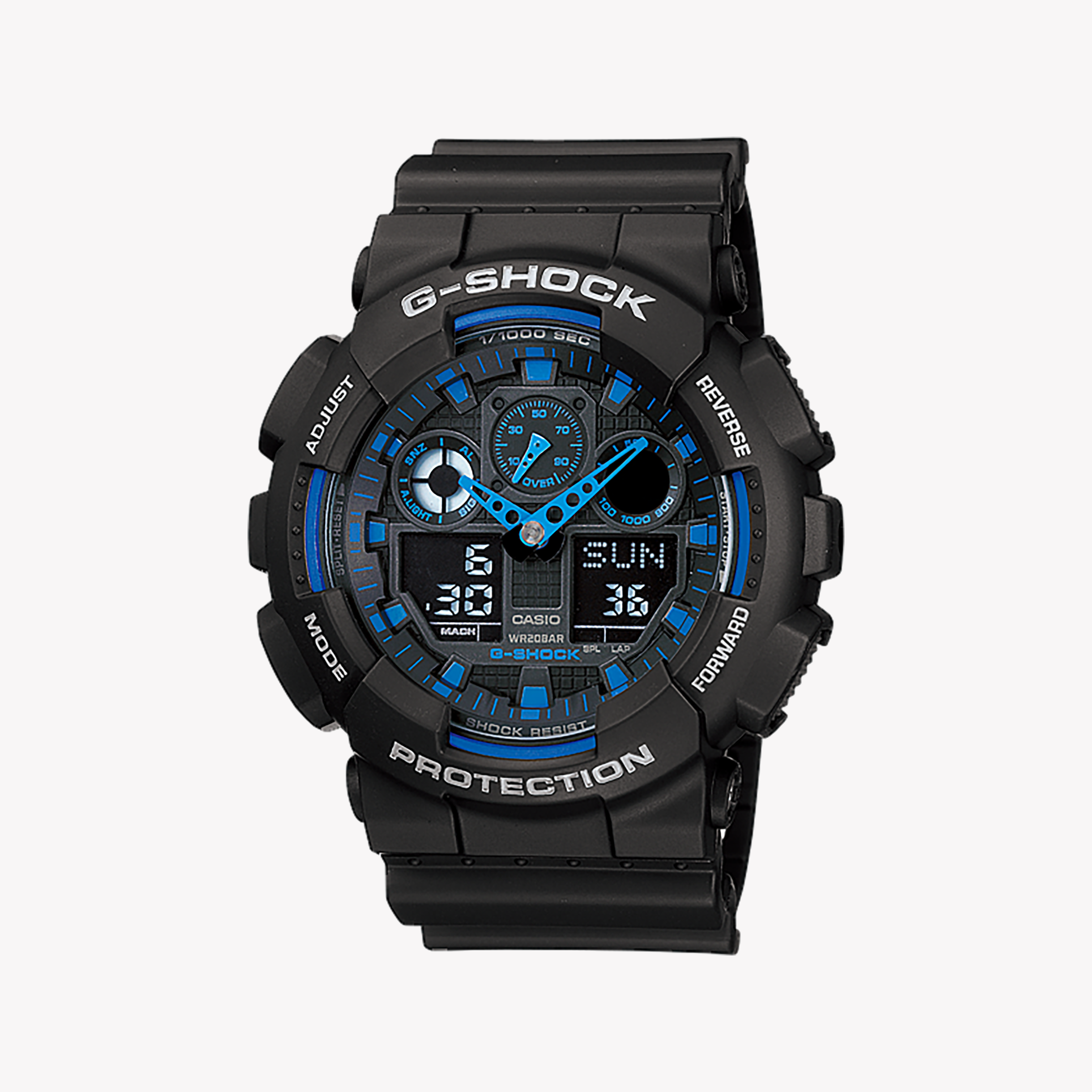 Men's Digital Watches with Tactical Design-G-SHOCK Men's Black Resin Watch, Digital Display | GA-100-1A2