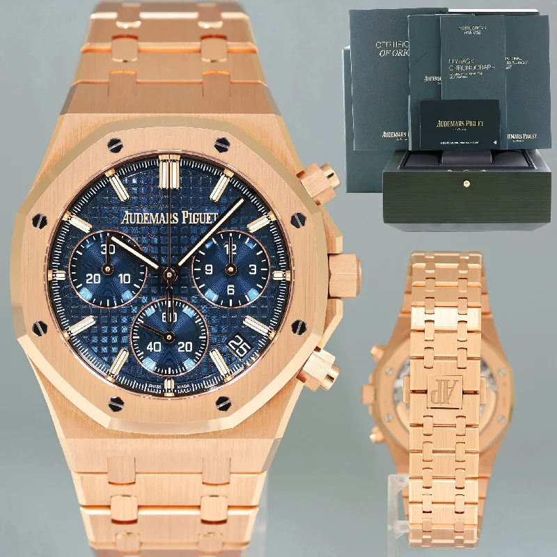 Audemars Piguet Wedding Style Watches for Brides-2022 PAPERS Audemars Piguet Royal Blue Anniversary Chrono Rose Gold 26240OR Watch