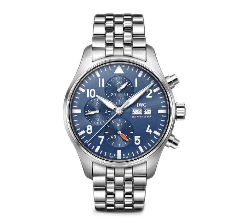 Pilot Watches for Men with Extra Large Case Size-43mm Chronograph Stainless Steel Blue Dial