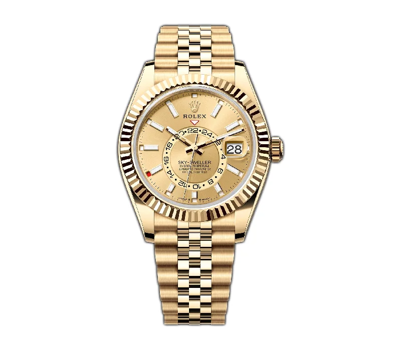 men's Rolex watches with blue dials -​42mm Champagne Dial 18k Yellow Gold Jubilee