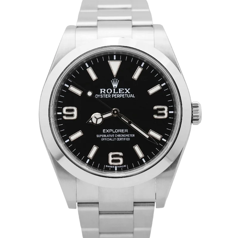 Women's Rolex Holiday Season Watches-MINT Rolex Explorer I Black 39mm FULL LUME Stainless Steel MK2 Watch 214270