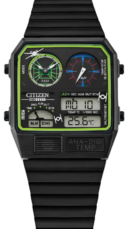 Women's Pilot Watches with Barometer Calibration-Citizen Retro Analog-Digital X Star Wars "Trench Run" ANA-DIGI-Temp JG2109-50W