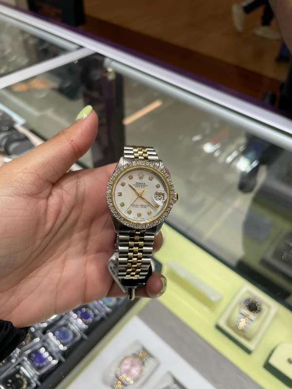 men's Rolex watches with blue dials -​Rolex Datejust Ladies Stainless Steel 31mm Diamond Dial with Diamond bezel