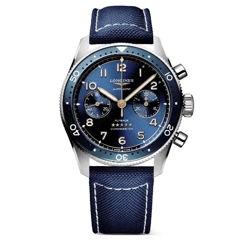 Women's Pilot Watches with Dual Time Zones-Longines Spirit Flyback Sunray blue Dial Men 42mm