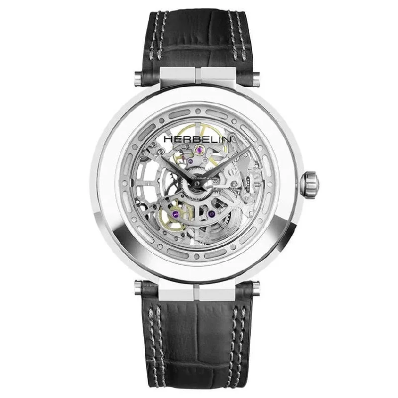 Men's Hybrid Style Dress Watches with Mixed Styles-Herbelin Newport Slim Mechanical Men's Silver Watch 1222SQ75