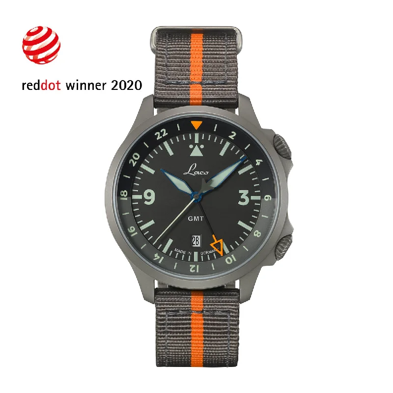 Men's Military Watches with Thermometer-Pilot GMT Frankfurt GMT Schwarz 862120.2