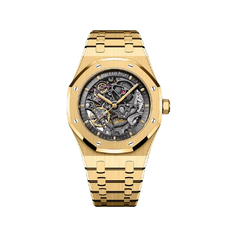 Men's Audemars Piguet Quartz Movement Style Watches-Audemars Piguet Royal Oak 15407BA.OO.1220BA.01 Double Balance Wheel Yellow Gold Openworked Dial