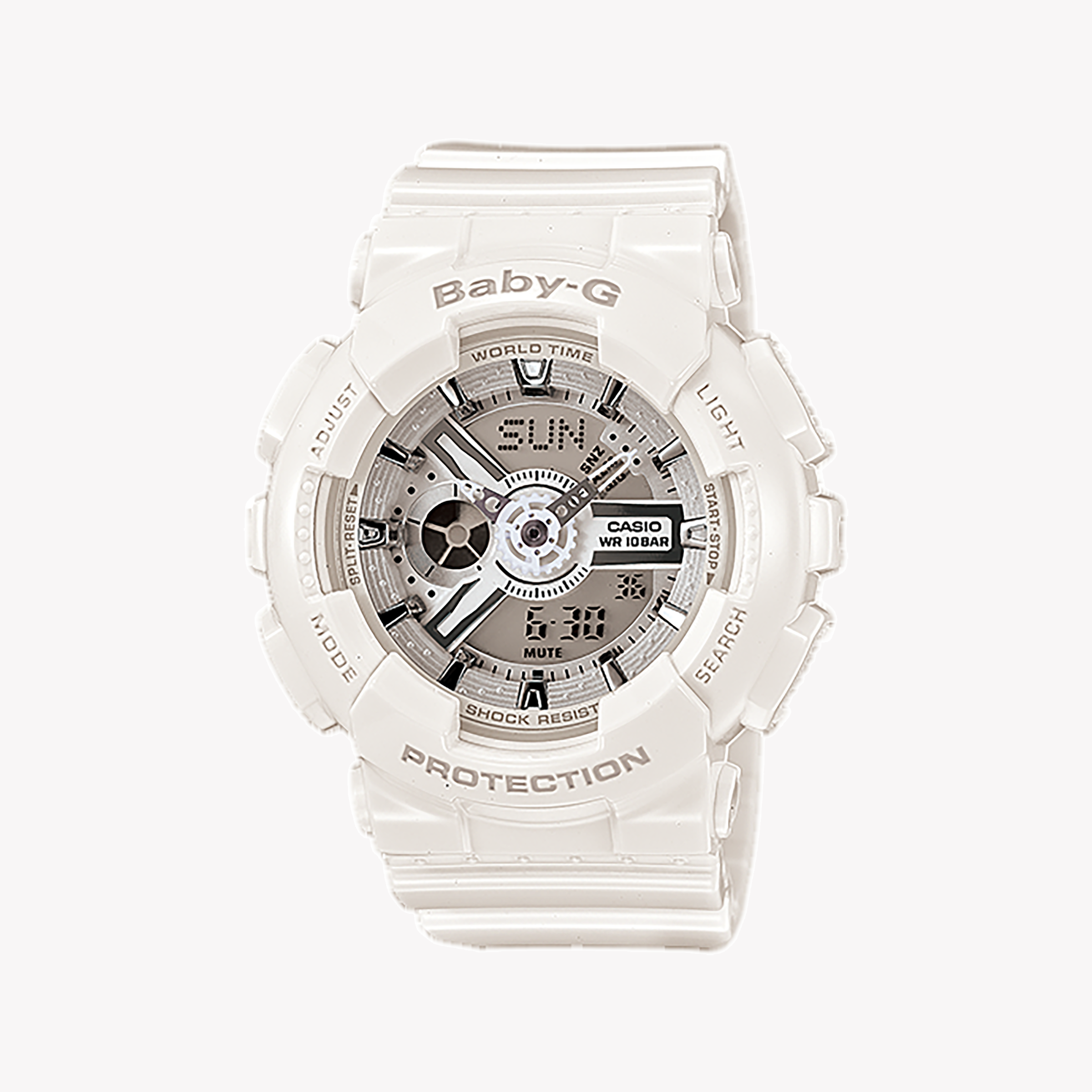 Men's Digital Watches for Emergency Signaling-Baby-G Women's White Resin Watch, Digital Dial | BA-110-7A3DR