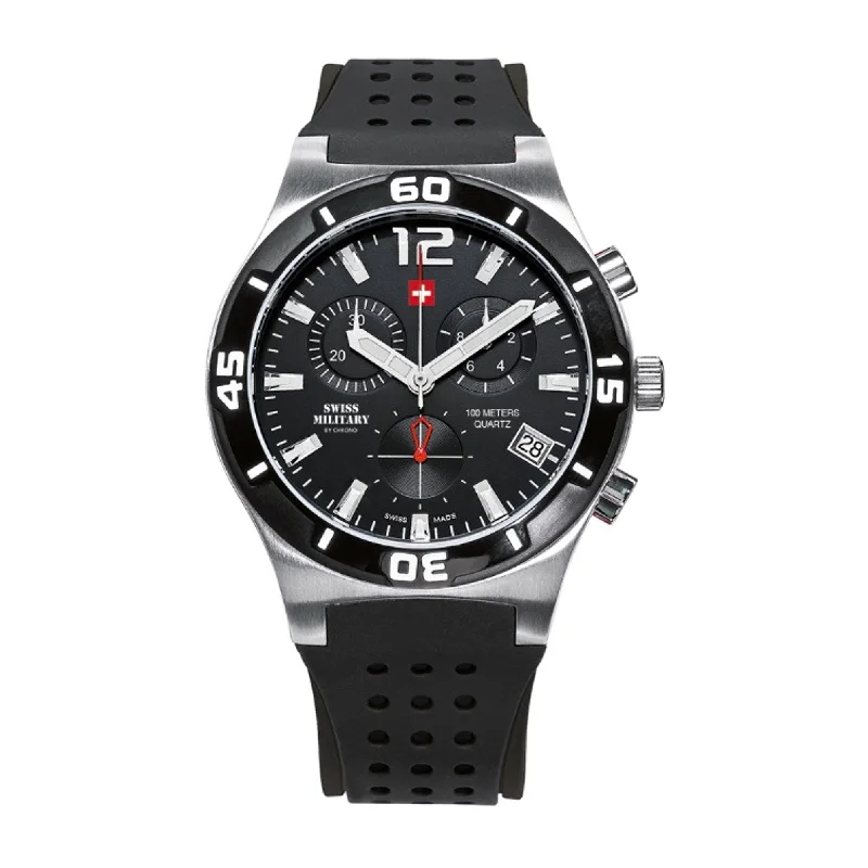Men's Military Watches with Conflict Resolution-SM34015 Chronograph 43mm Rubber Band