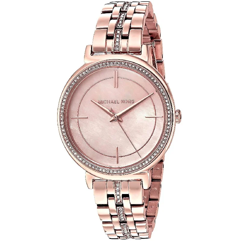 Women's Chronograph Watches for Weather Monitoring-Michael Kors Women's MK3643 Cinthia Crystal Rose-Tone Stainless Steel Watch