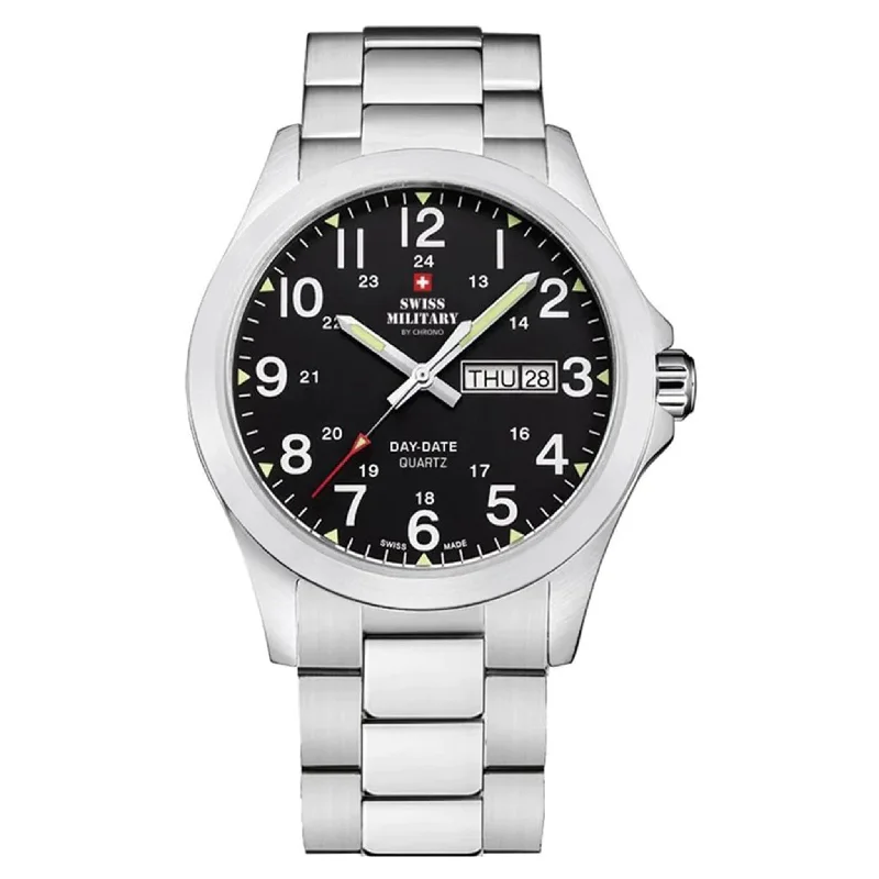Men's Military Watches with Encryption Technology-Swiss Military Stainless Steel Men's Watch - SMP36040.25