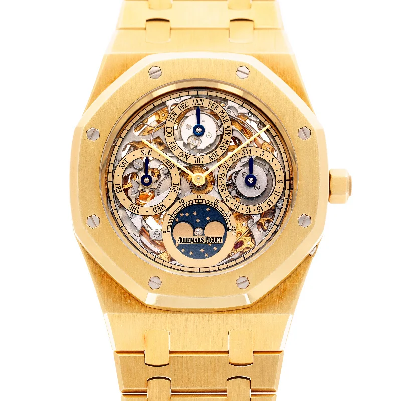 Men's Audemars Piguet Romantic Dinner Style Watches-Audemars Piguet Yellow Gold Royal Oak Skeleton Perpetual Ref. 25636BA