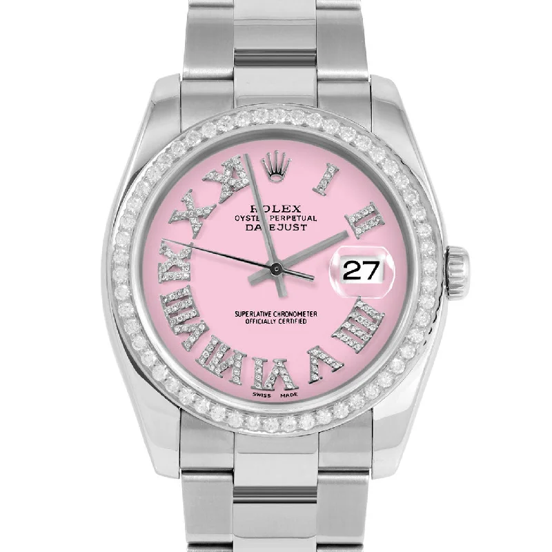 men's Rolex watches with aluminum bezel insert -Rolex Datejust 36mm | 116234-PNK-FDR-BDS-OYS
