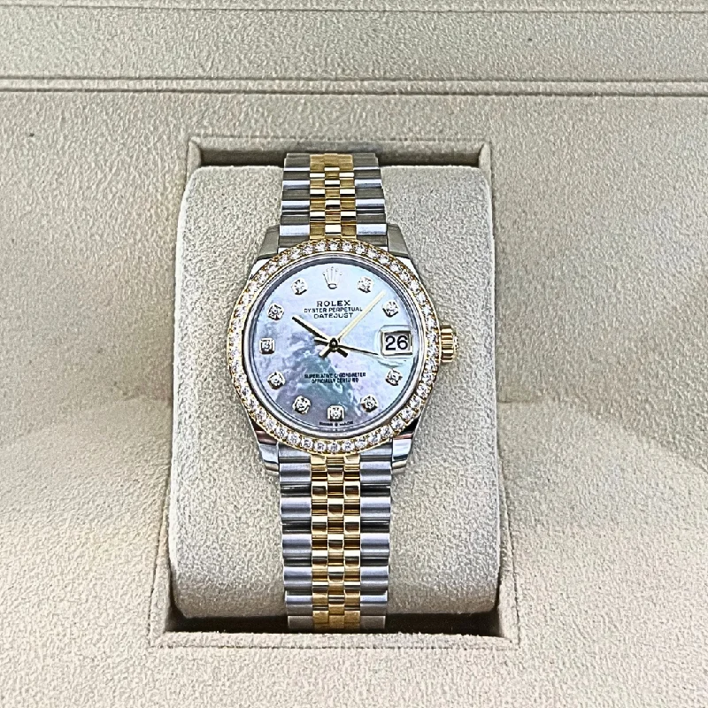 men's Rolex watches with retrograde display -​Rolex Datejust31 31mm Steel/YG MOP Dial Diamond Markers 2024 Ref m278383rbr-0028 (#845)