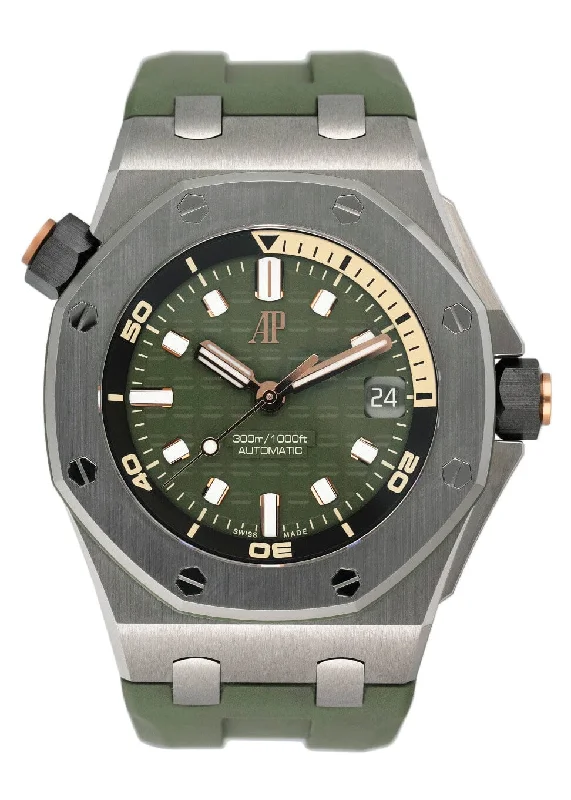Men's Audemars Piguet American Made Style Watches-Audemars Piguet Royal Oak Offshore Diver 15720ST Green Dial Mens Watch