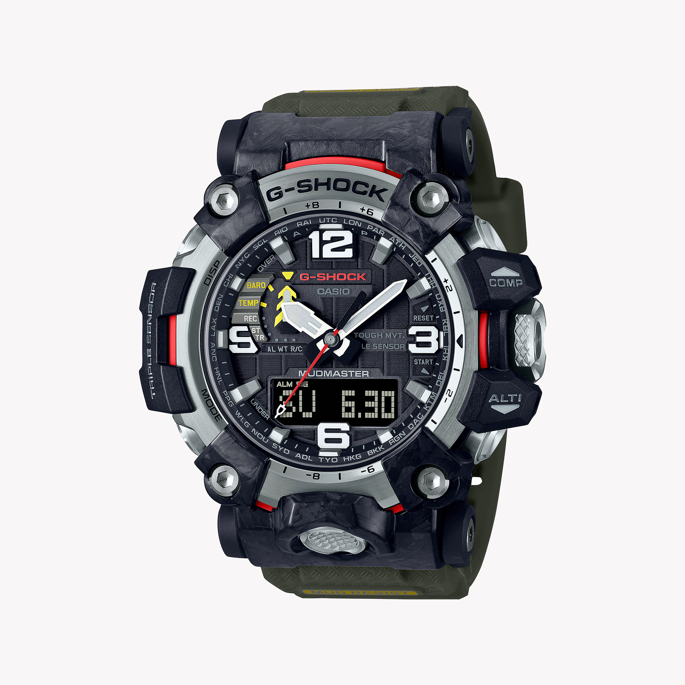 Men's Digital Watches with Dual Time Zones-CASIO G-SHOCK GWG-2000-1A3DR RUGGED ADVENTURE - ULTIMATE MEN'S OUTDOOR WATCH with Black Resin Case & Green Band