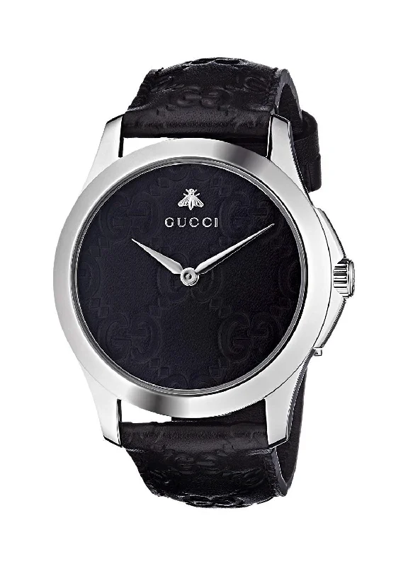 Men's Chronograph Watches with Vintage Inspiration-Gucci Men's YA1264031 G-Timeless Black Leather Watch