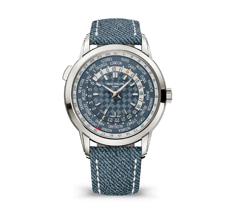Men's Patek Philippe Watches for Humidity Monitoring-40mm 18k White Gold Case World Time